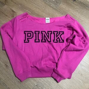 VICTORIA SECRETS PINK OFF CROPPED SWEATSHIRT